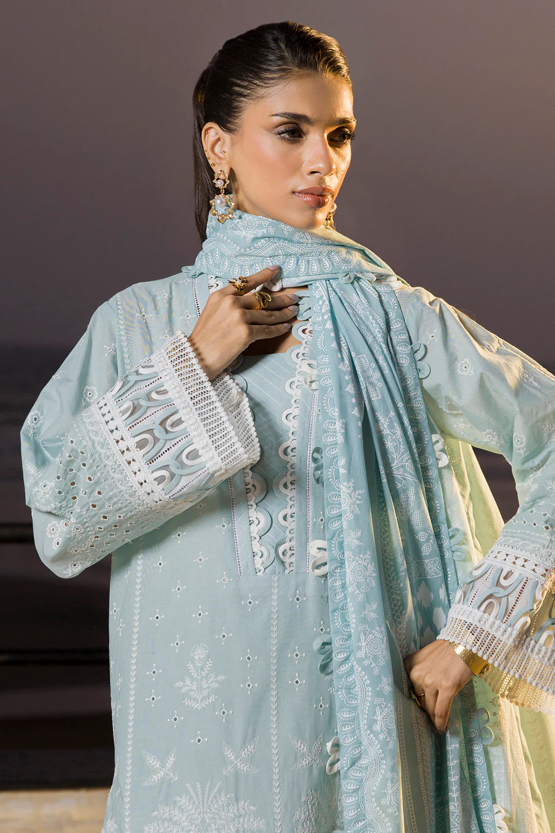 Embroidered Shirt Shalwar Dupatta - 0079 - Image 4
