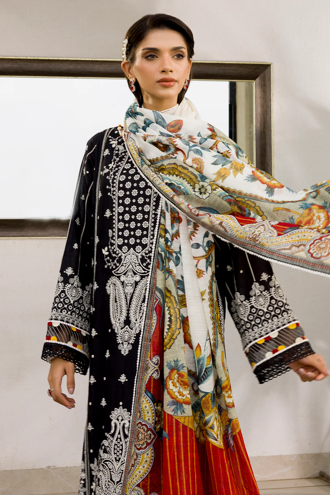 Embroidered Shirt Shalwar Dupatta - 0080 - Image 12