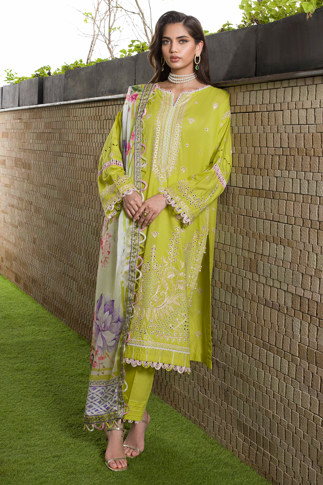 Embroidered Shirt Shalwar Dupatta - 0081 - Image 9