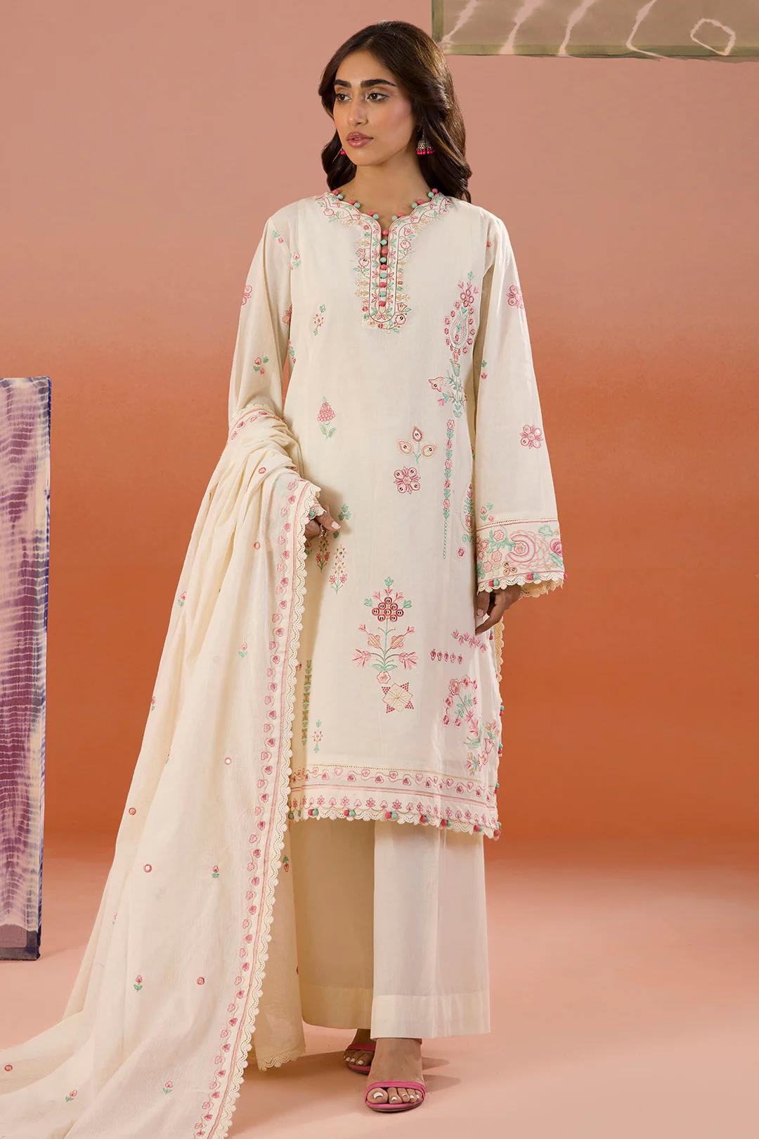 Embroidered Shirt Shalwar Dupatta - 0211 - Image 4