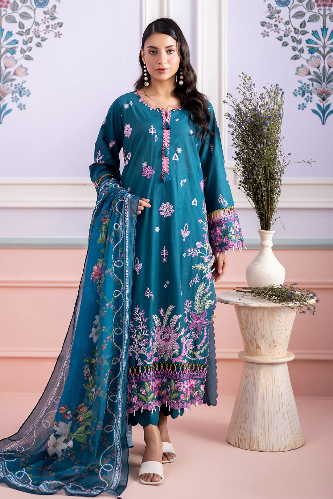 Embroidered Shirt Shalwar Dupatta - 0214 - Image 2