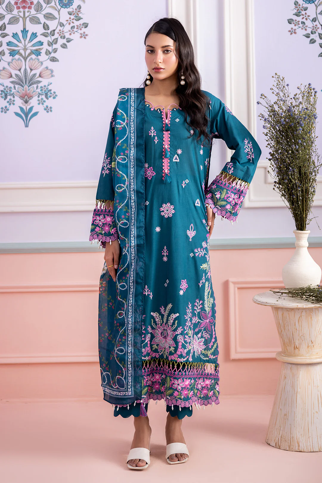 Embroidered Shirt Shalwar Dupatta - 0214 - Image 3