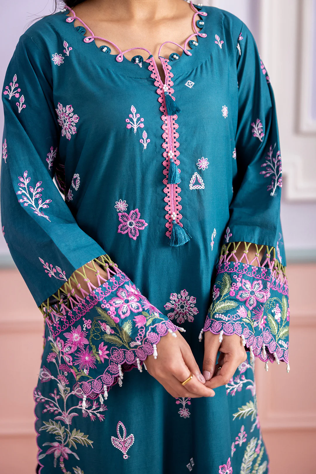 Embroidered Shirt Shalwar Dupatta - 0214 - Image 6