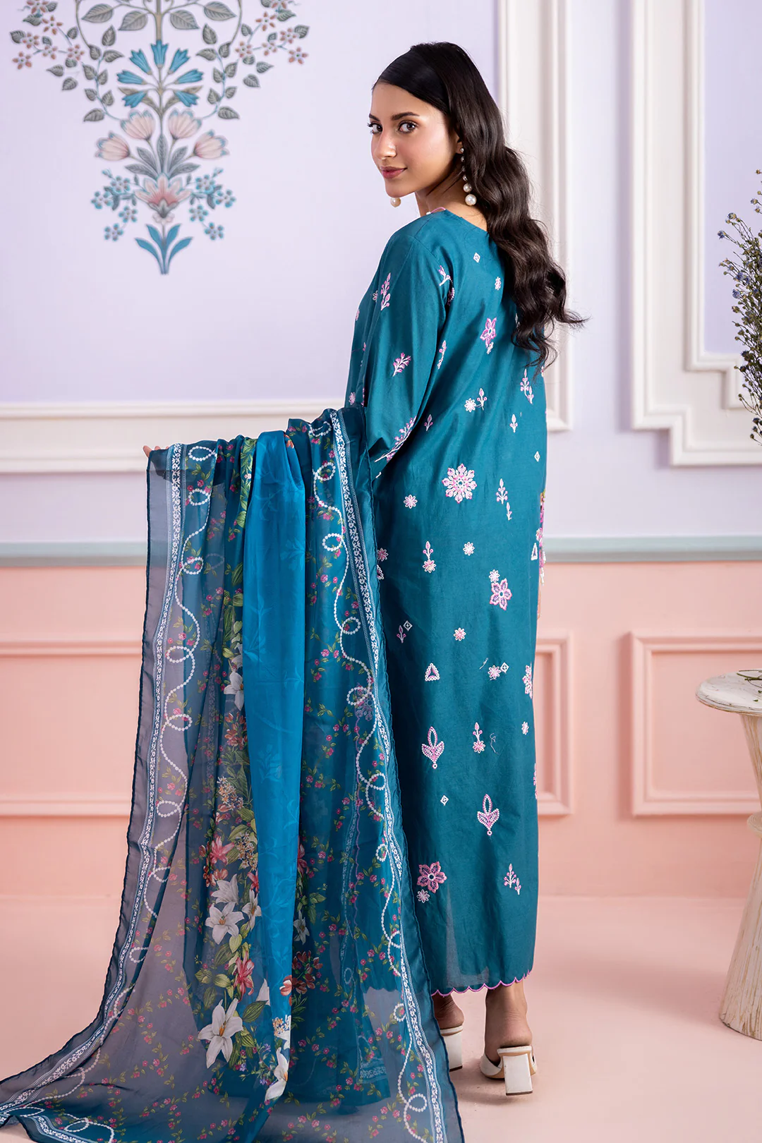 Embroidered Shirt Shalwar Dupatta - 0214 - Image 9