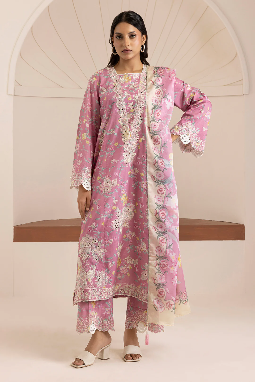 Embroidered Shirt Shalwar Dupatta - 0217 - Image 4