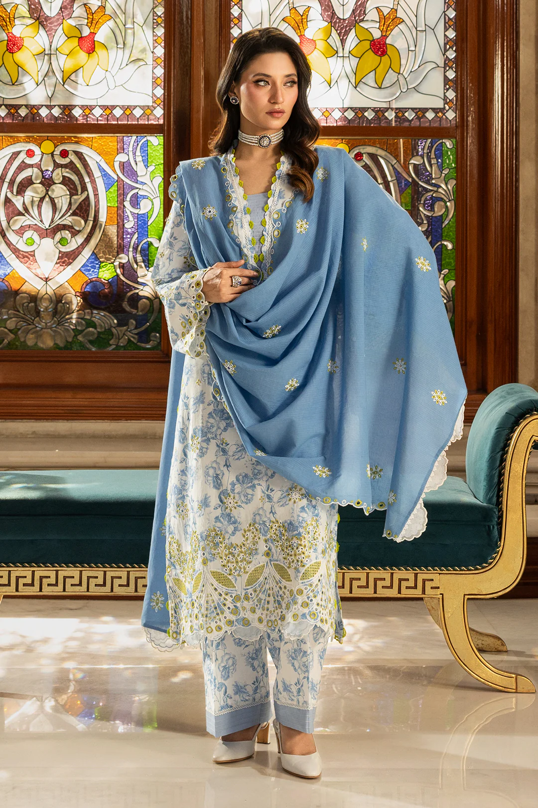 Embroidered Shirt Shalwar Dupatta - 4001 - Image 5