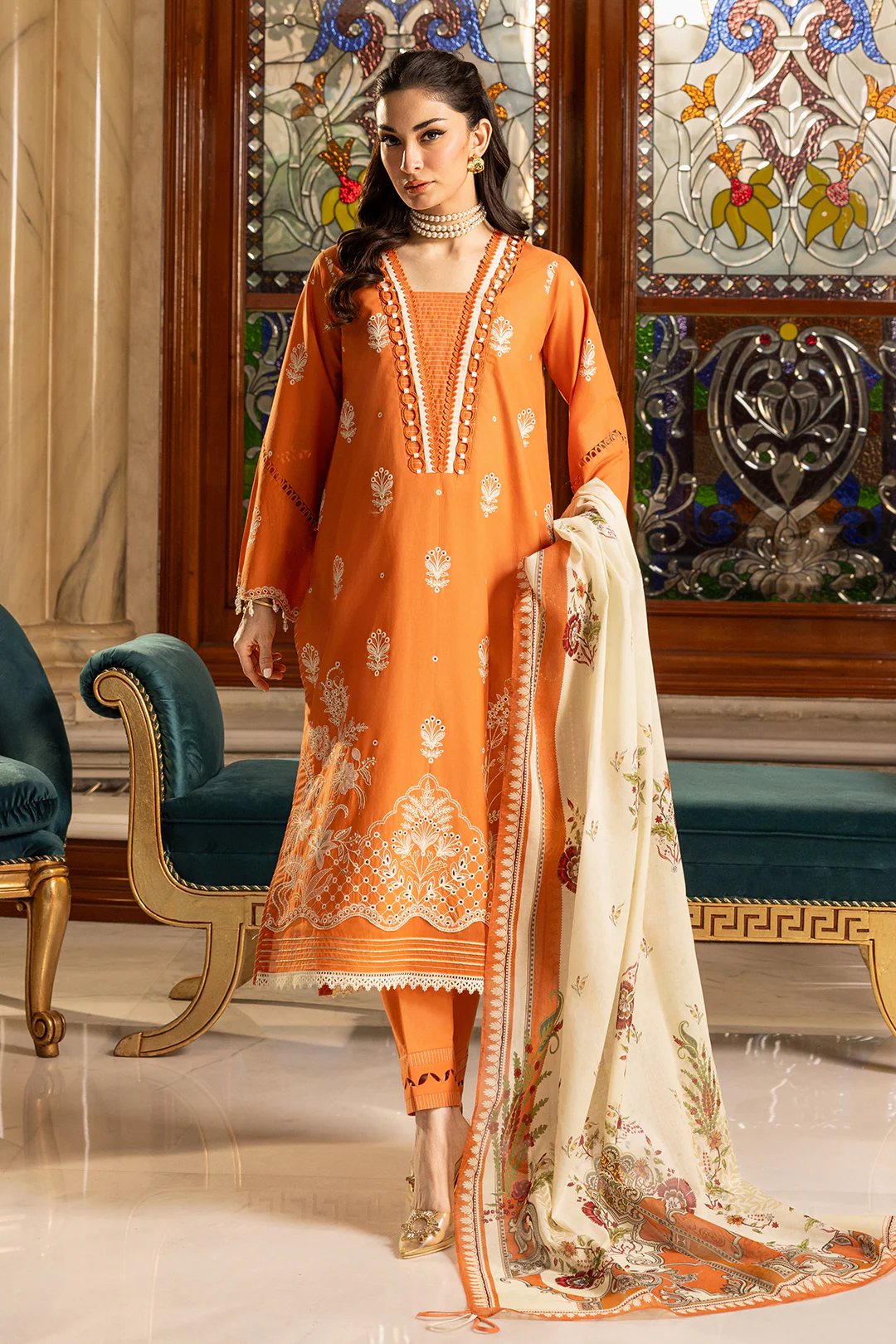 Embroidered Shirt Shalwar Dupatta - 4002 - Image 13