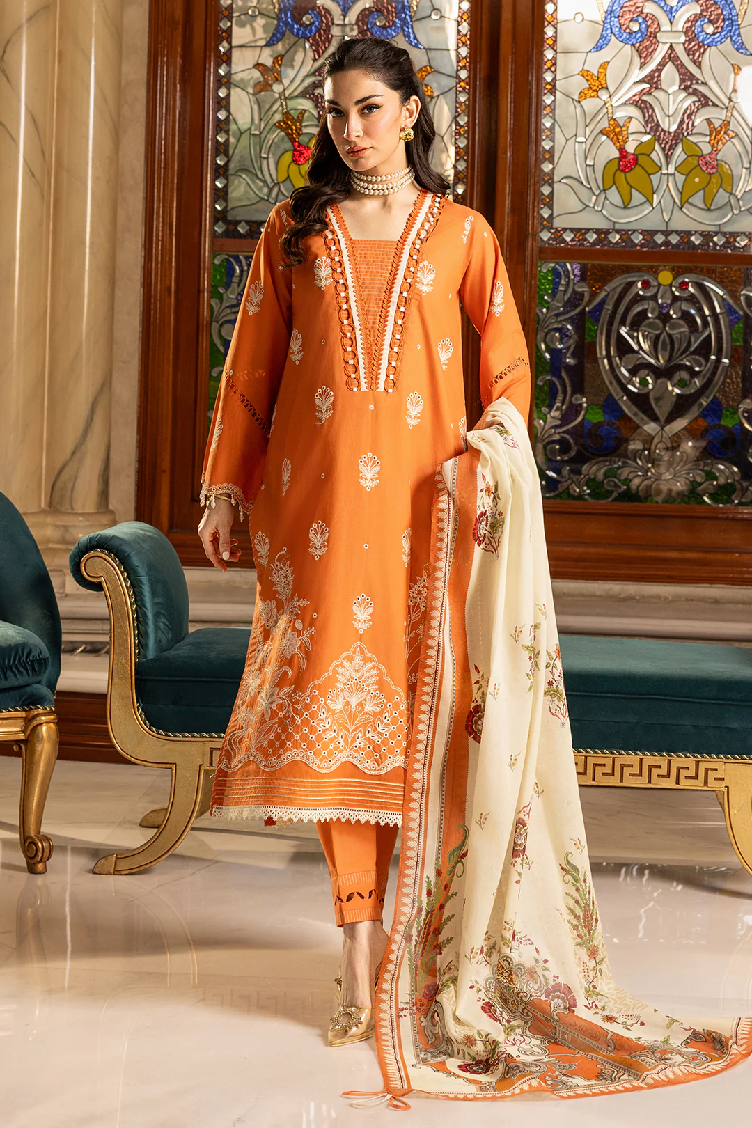 Embroidered Shirt Shalwar Dupatta - 4002 - Image 2