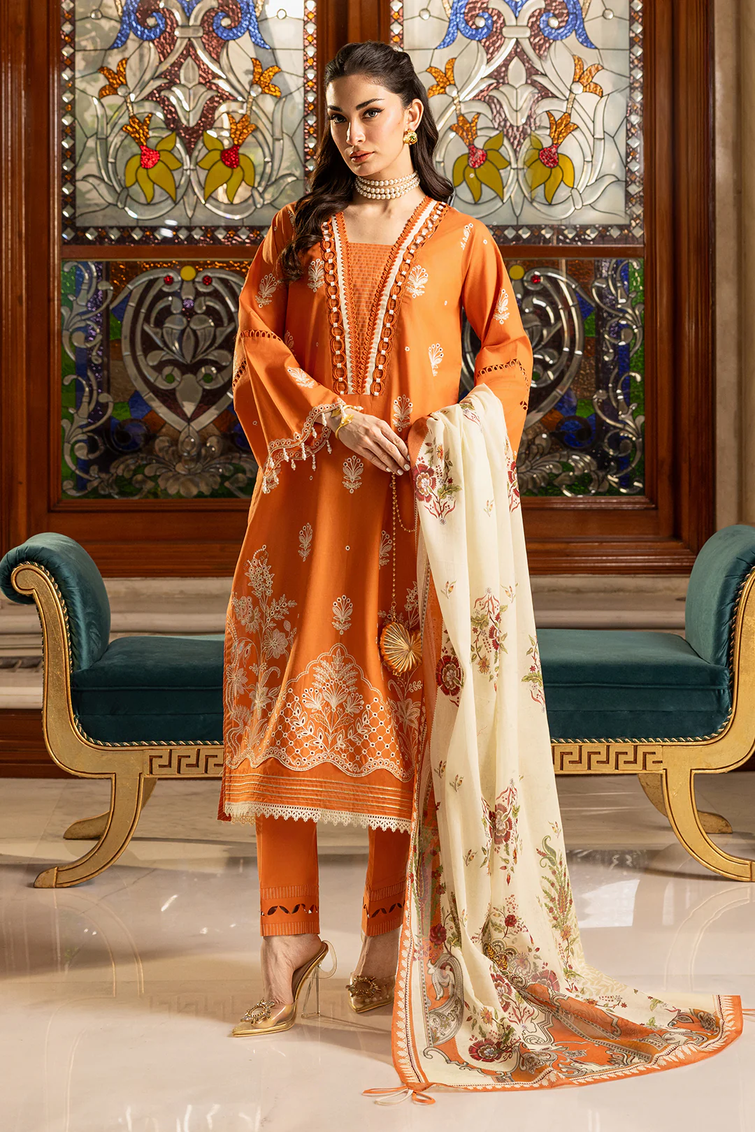 Embroidered Shirt Shalwar Dupatta - 4002 - Image 3