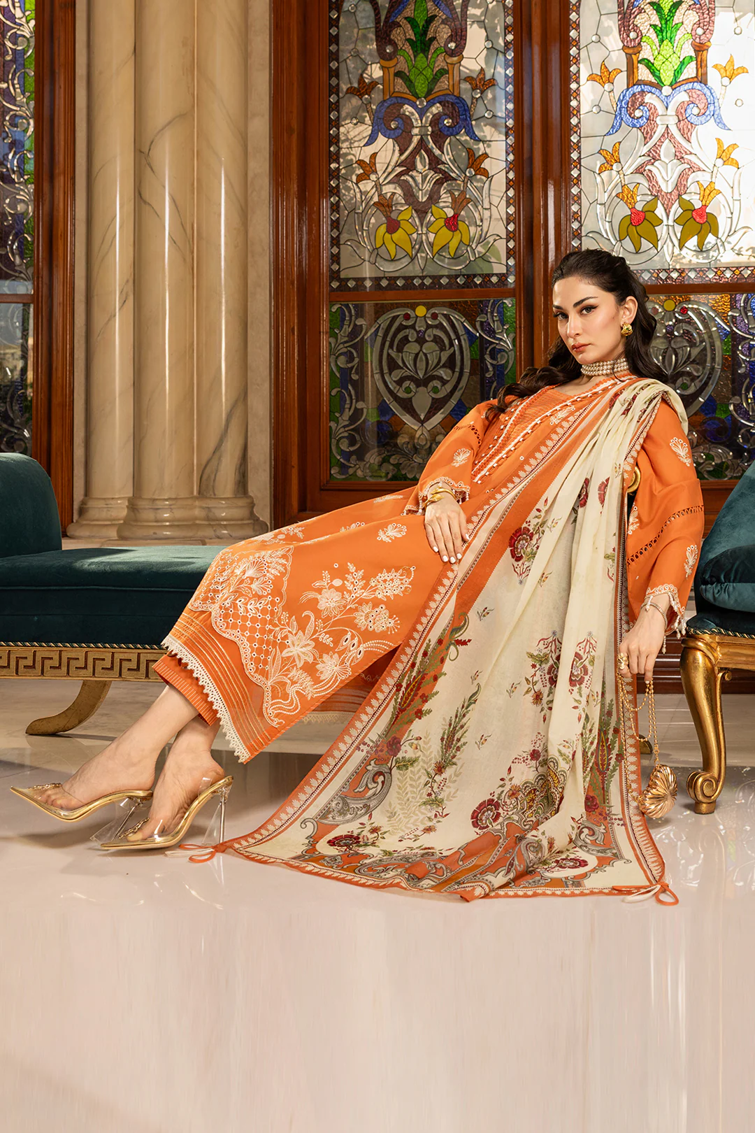 Embroidered Shirt Shalwar Dupatta - 4002 - Image 5