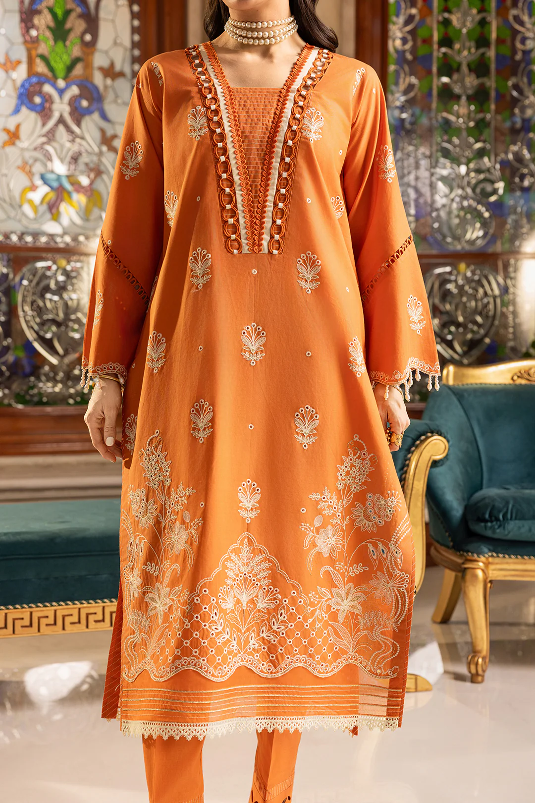 Embroidered Shirt Shalwar Dupatta - 4002 - Image 6