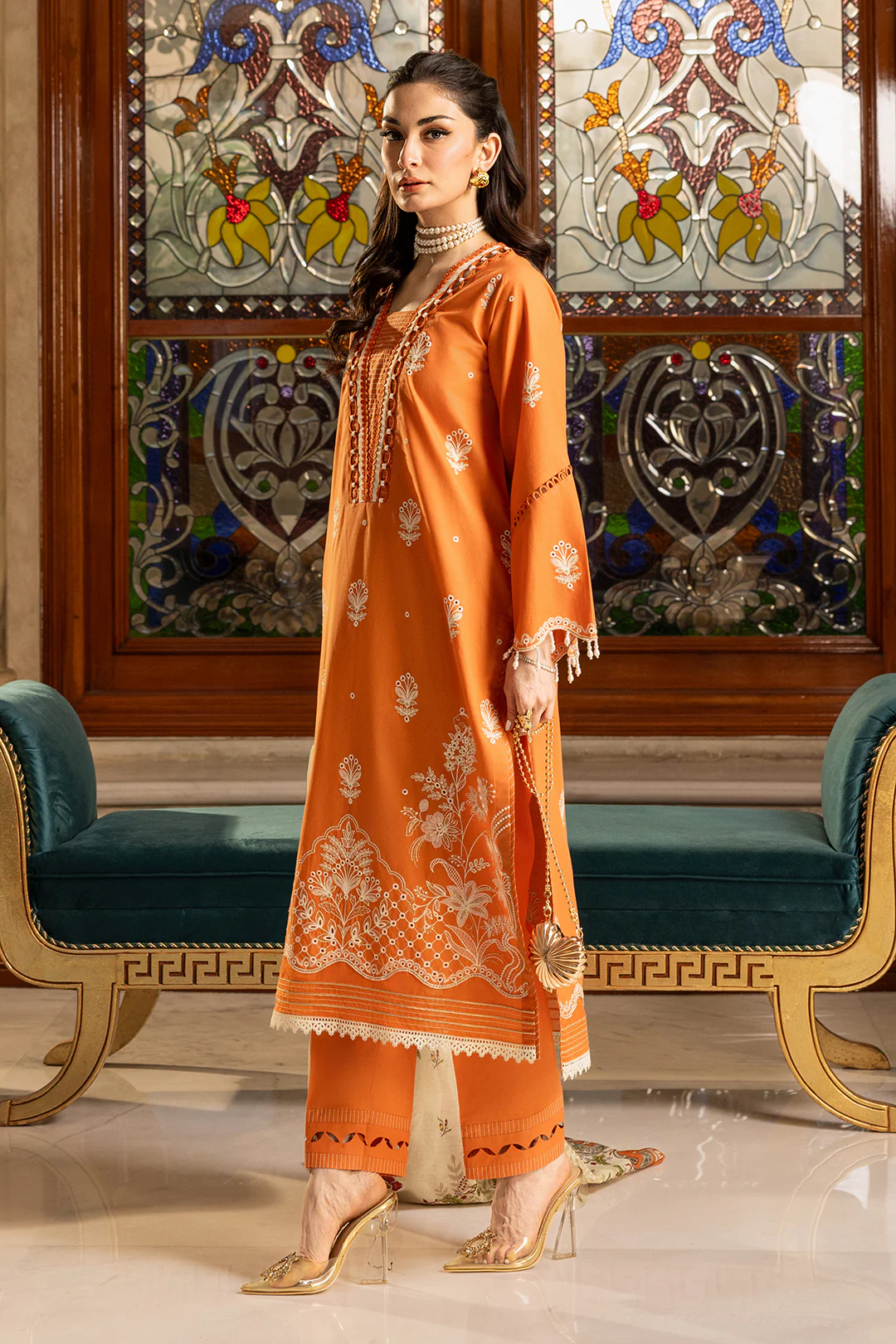 Embroidered Shirt Shalwar Dupatta - 4002 - Image 7