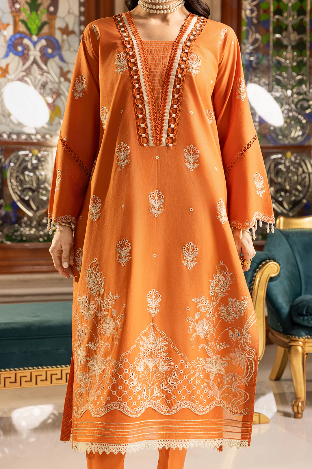 Embroidered Shirt Shalwar Dupatta - 4002 - Image 8