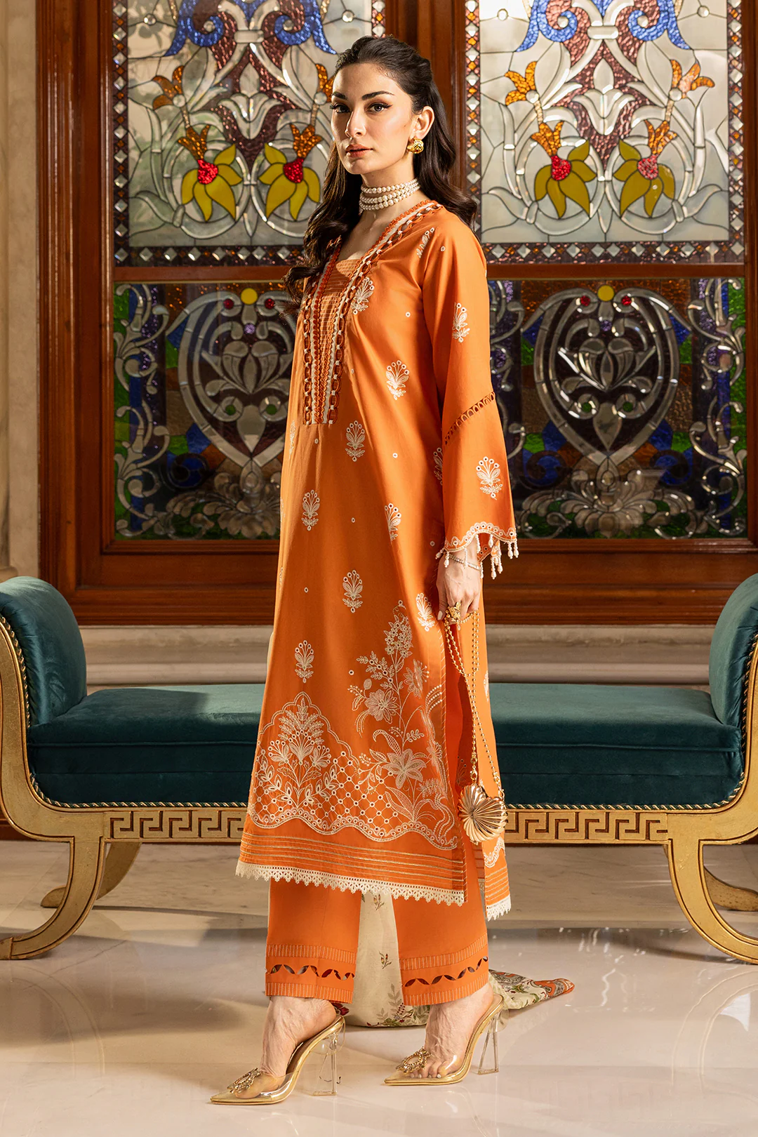 Embroidered Shirt Shalwar Dupatta - 4002 - Image 9