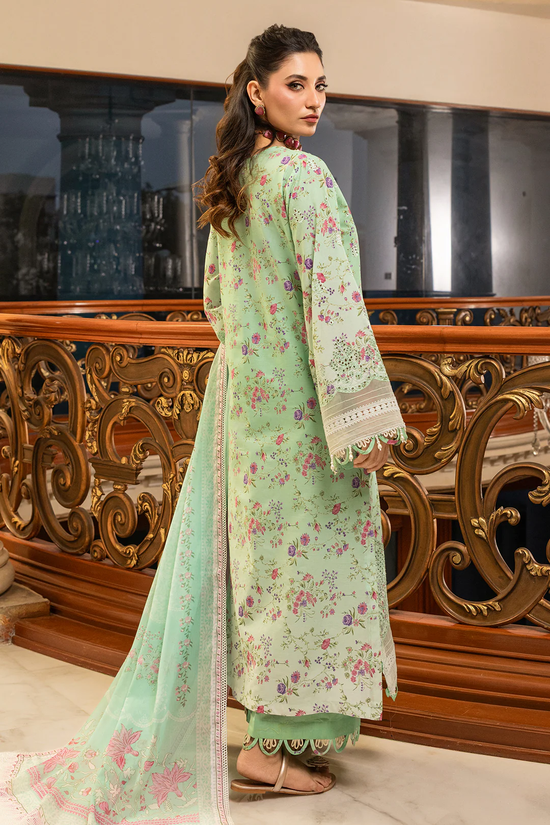 Embroidered Shirt Shalwar Dupatta - 4006 - Image 9