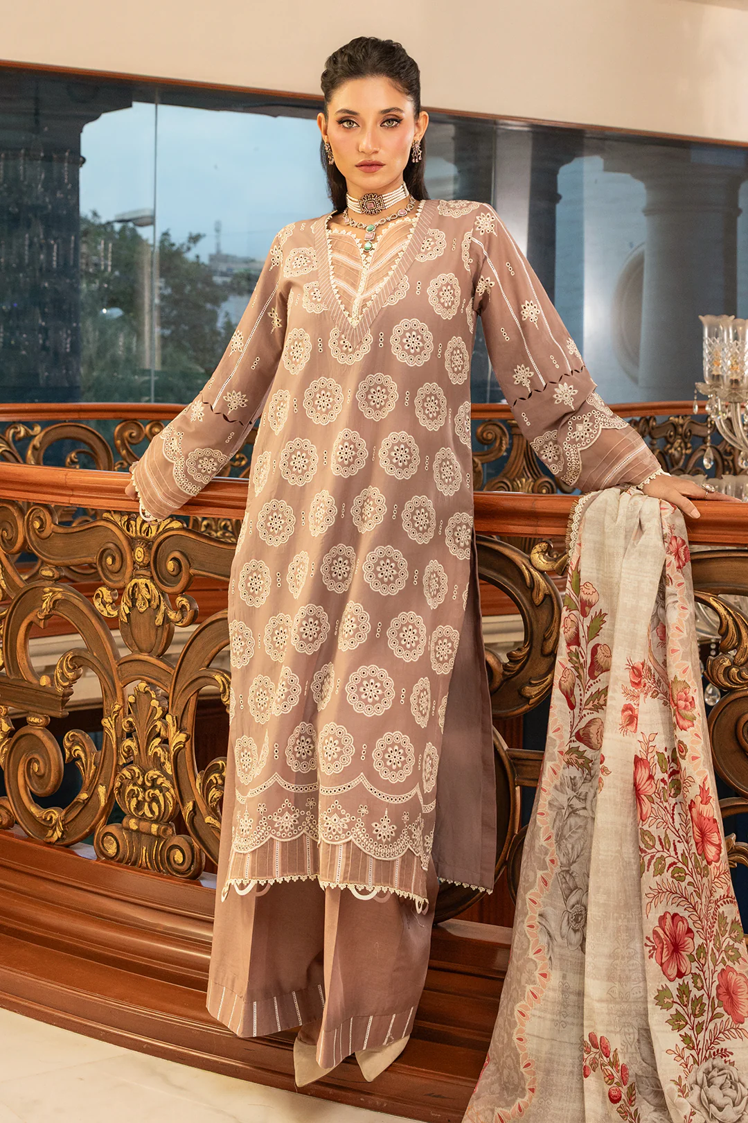 Embroidered Shirt Shalwar Dupatta - 4011 - Image 3