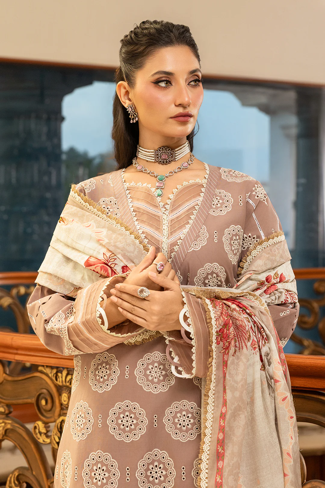 Embroidered Shirt Shalwar Dupatta - 4011 - Image 4