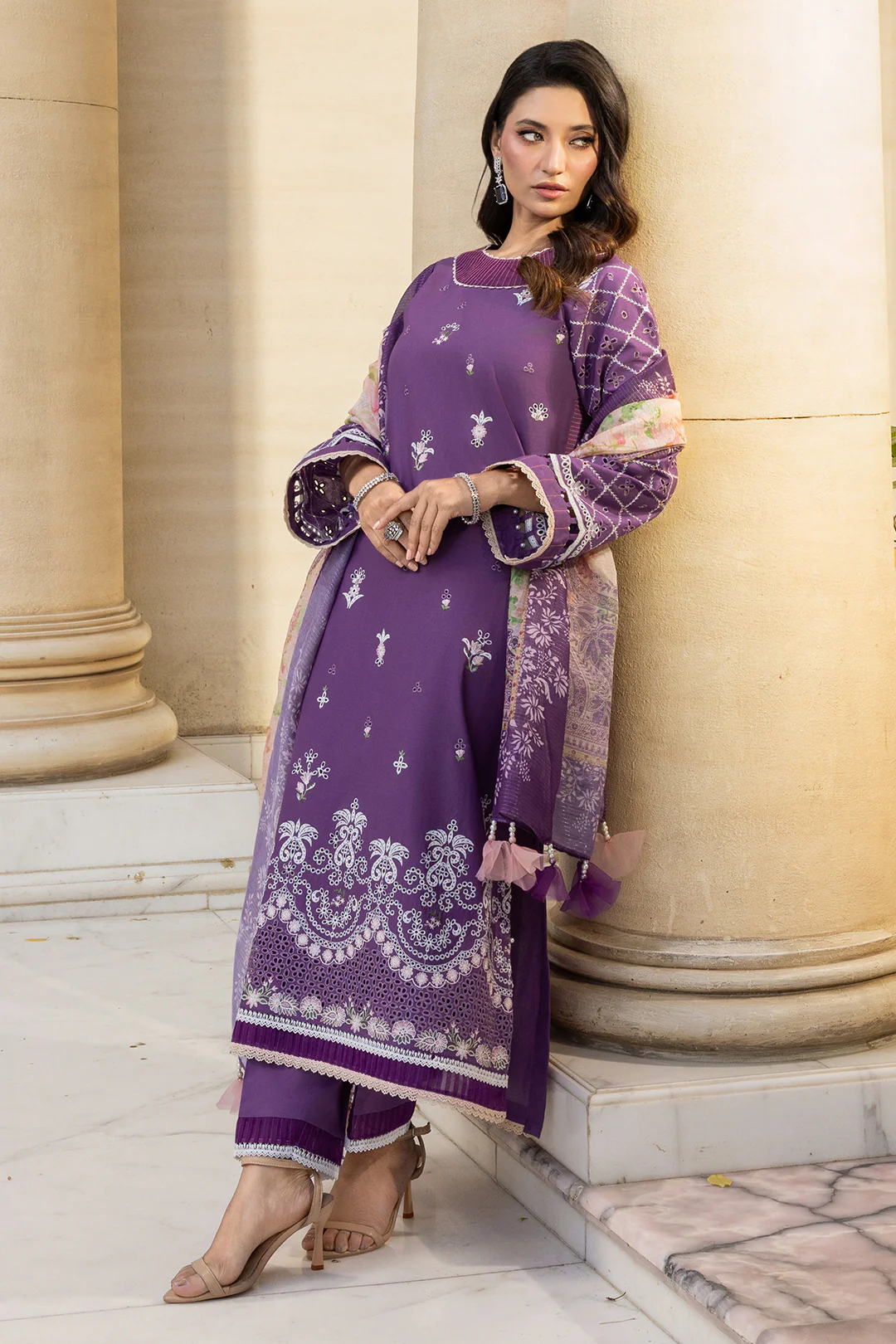 Embroidered Shirt Shalwar Dupatta - 4014 - Image 8