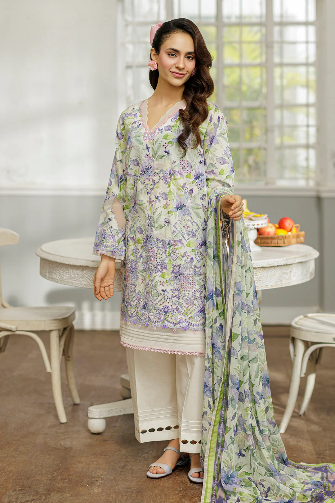 Embroidered Shirt Shalwar Dupatta - 4020 - Image 5