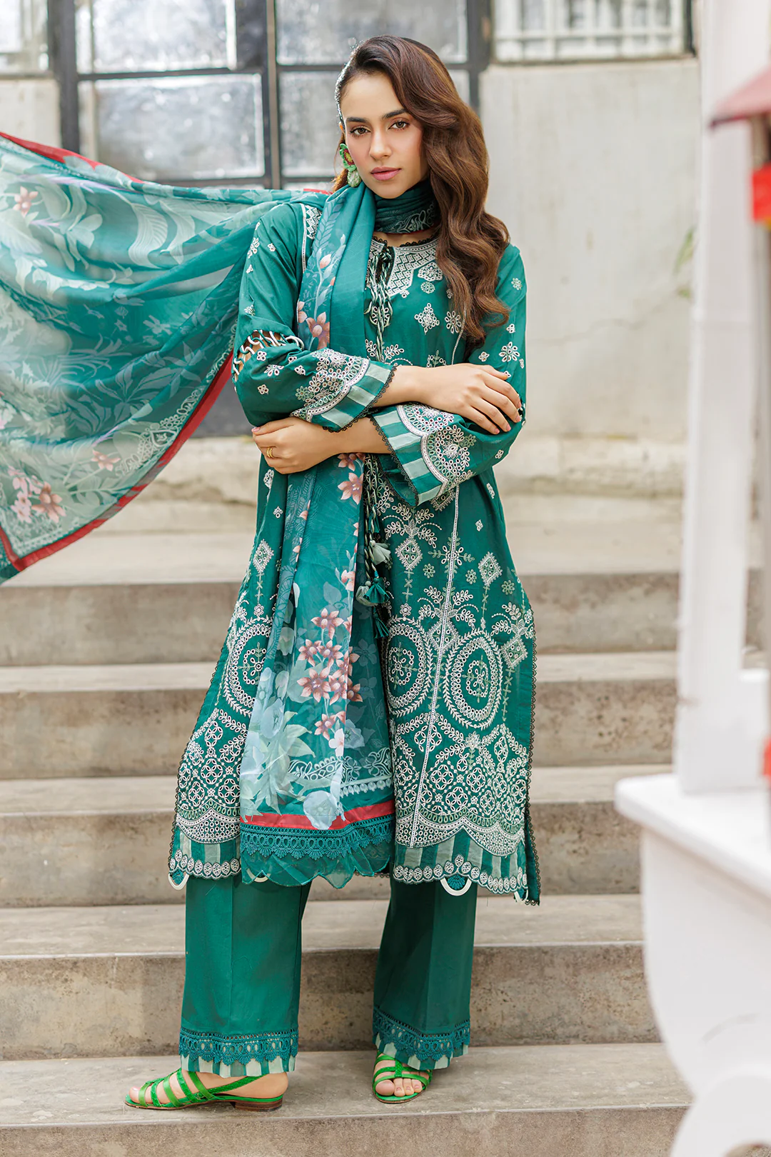 Embroidered Shirt Shalwar Dupatta - 4034 - Image 3