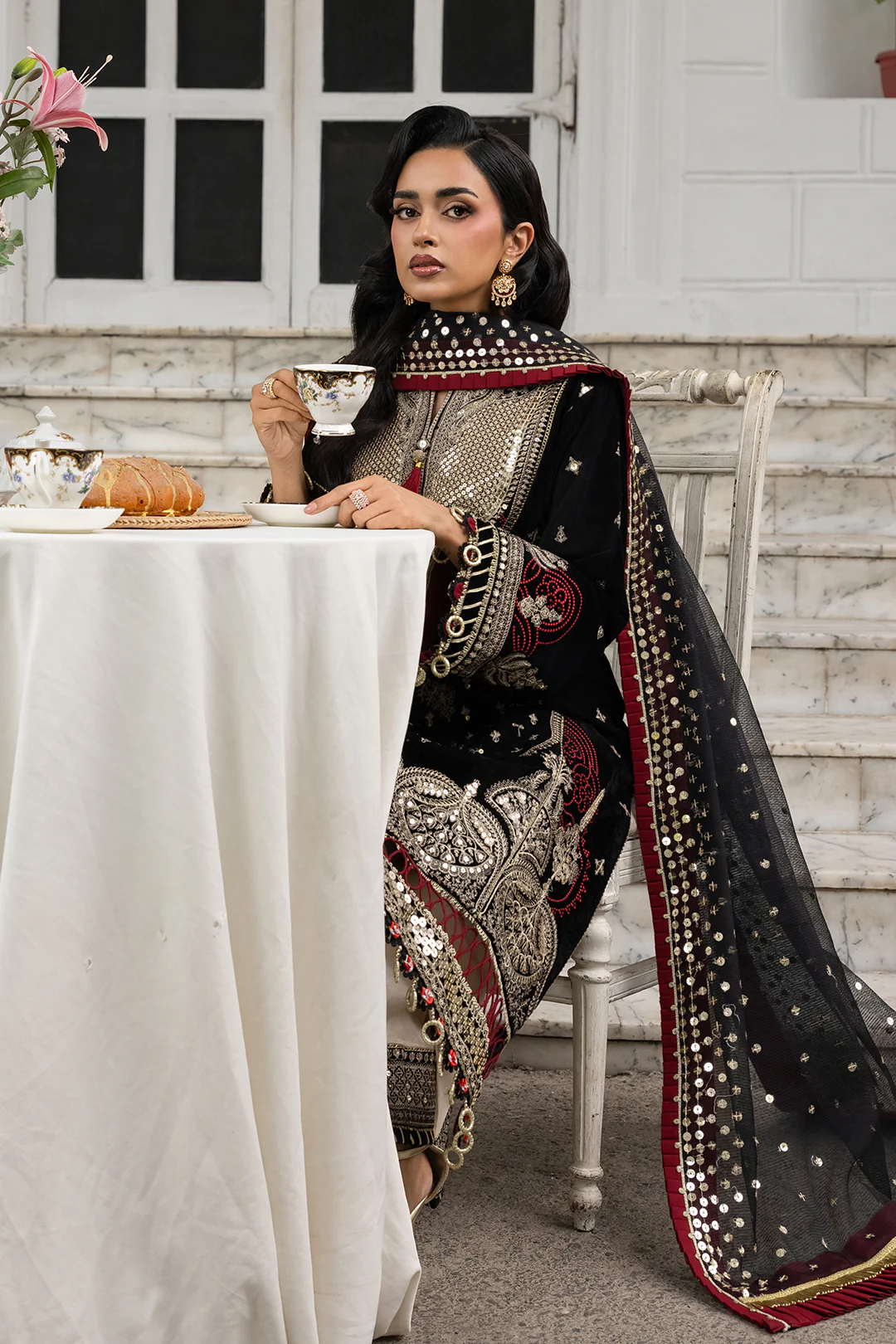 Embroidered Shirt Shalwar Dupatta - 4196 - Image 11