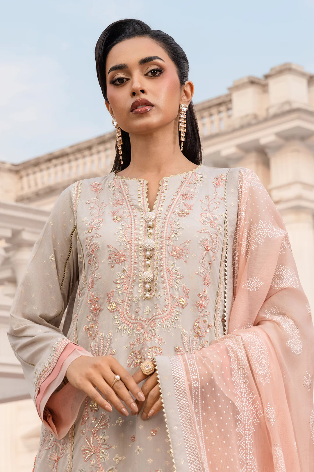 Embroidered Shirt Shalwar Dupatta - 4199 - Image 4