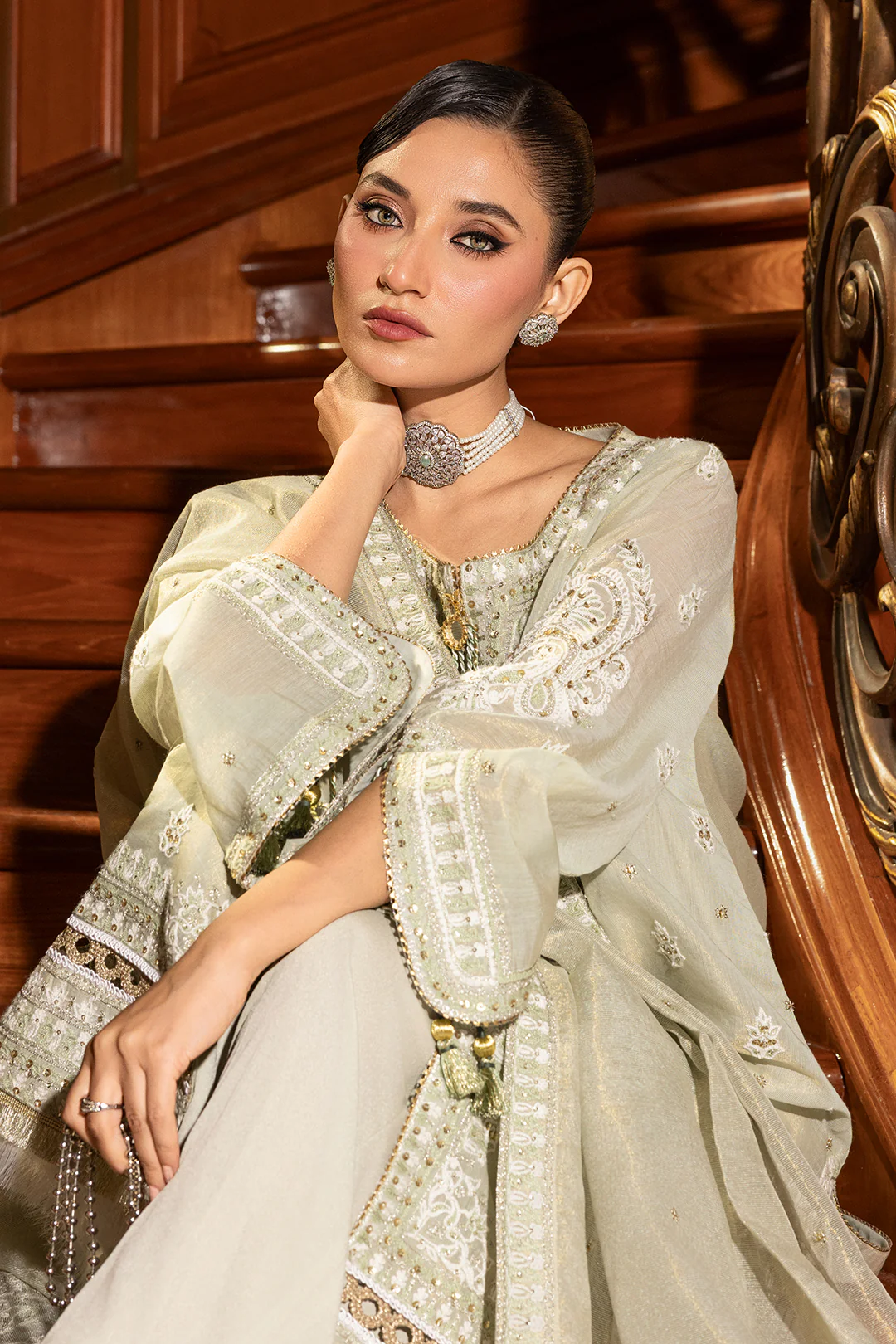 Embroidered Shirt Shalwar Dupatta - 4201 - Image 4