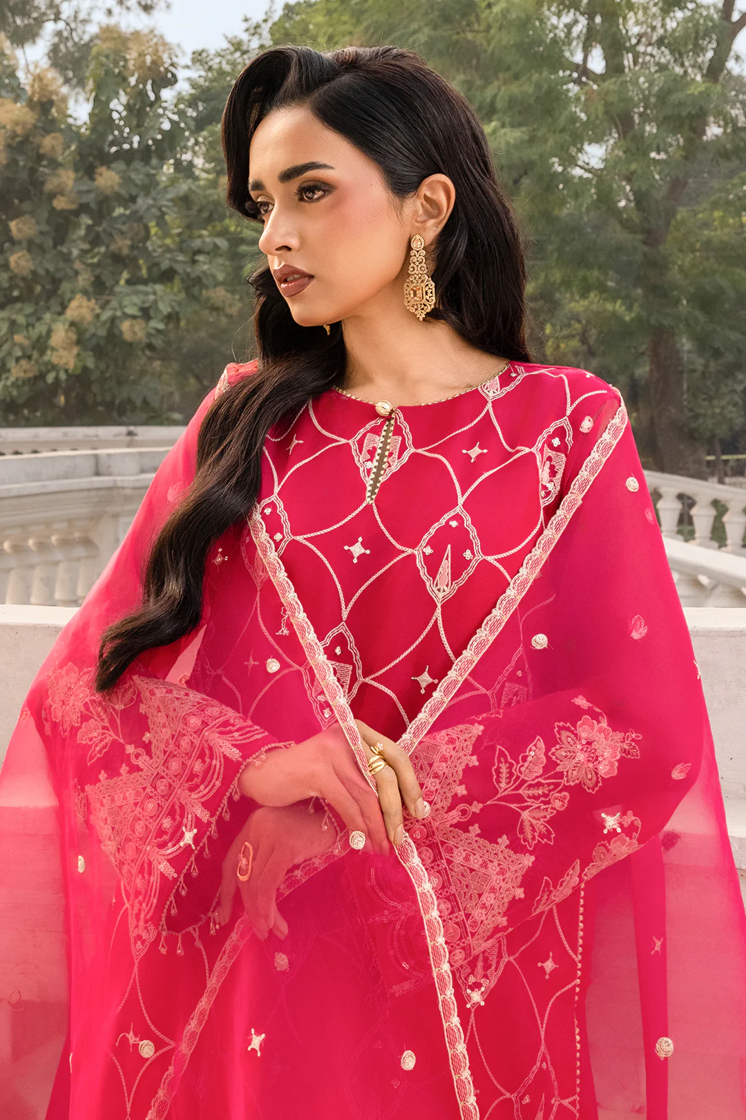 Embroidered Shirt Shalwar Dupatta - 4202 - Image 7