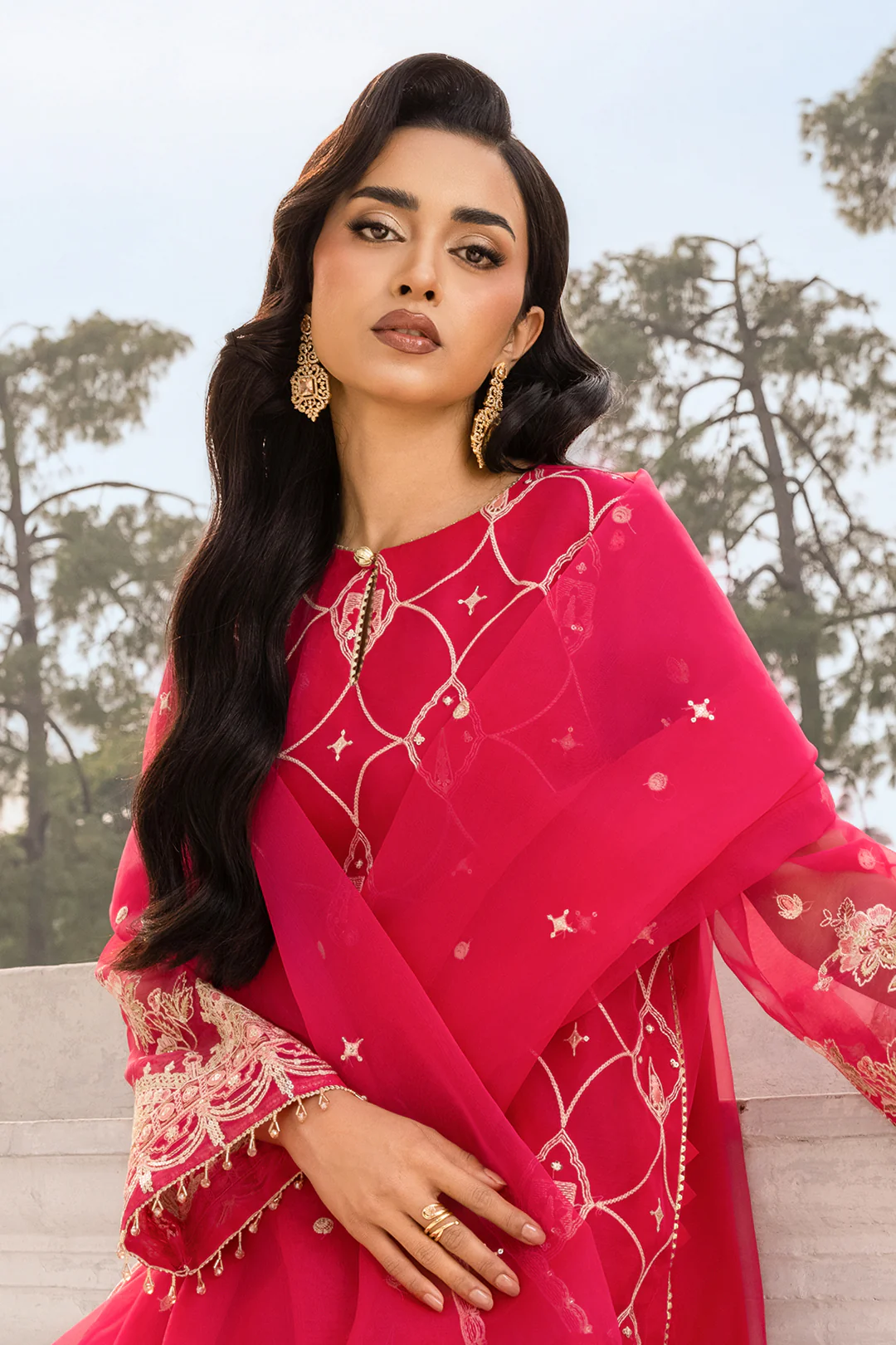 Embroidered Shirt Shalwar Dupatta - 4202 - Image 8