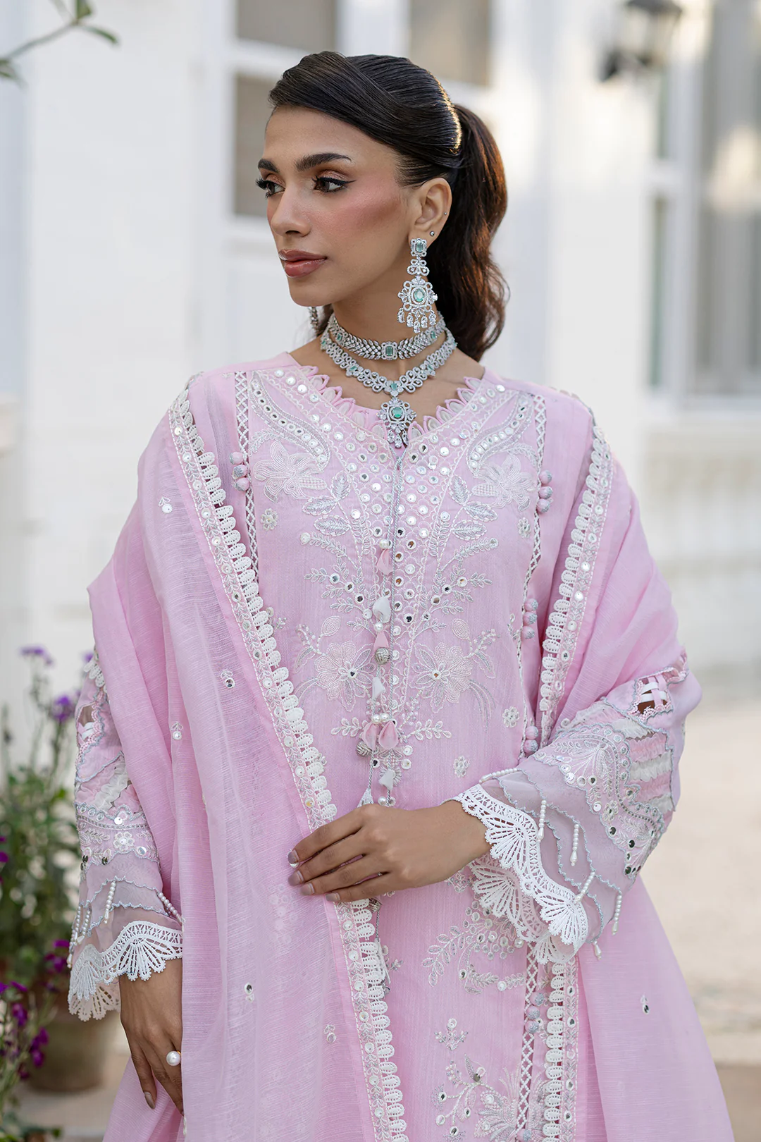 Embroidered Shirt Shalwar Dupatta - 4215 - Image 4