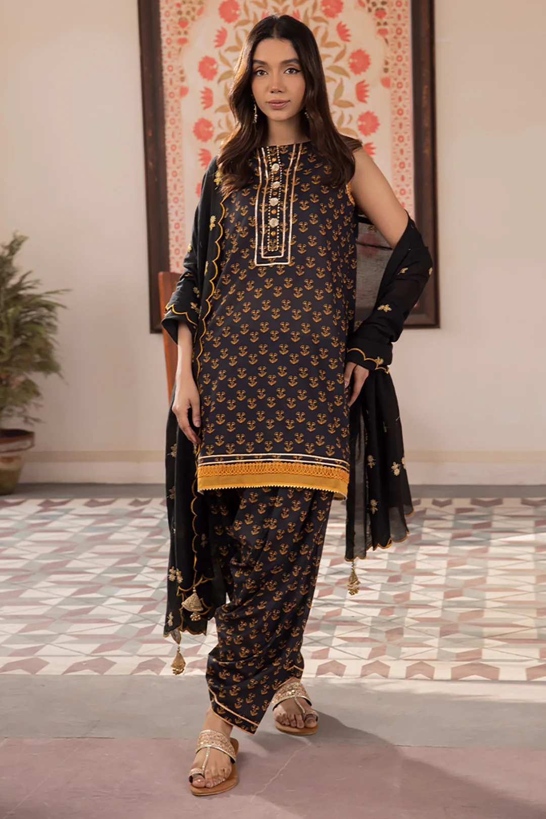 Embroidered Shirt Shalwar Dupatta - 1107 - Image 2