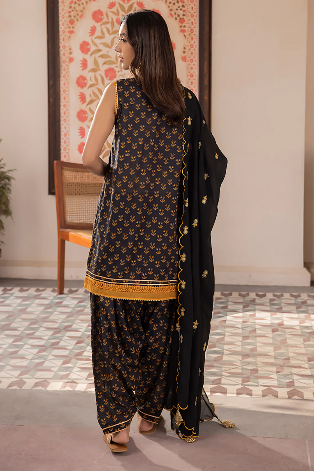Embroidered Shirt Shalwar Dupatta - 1107 - Image 5