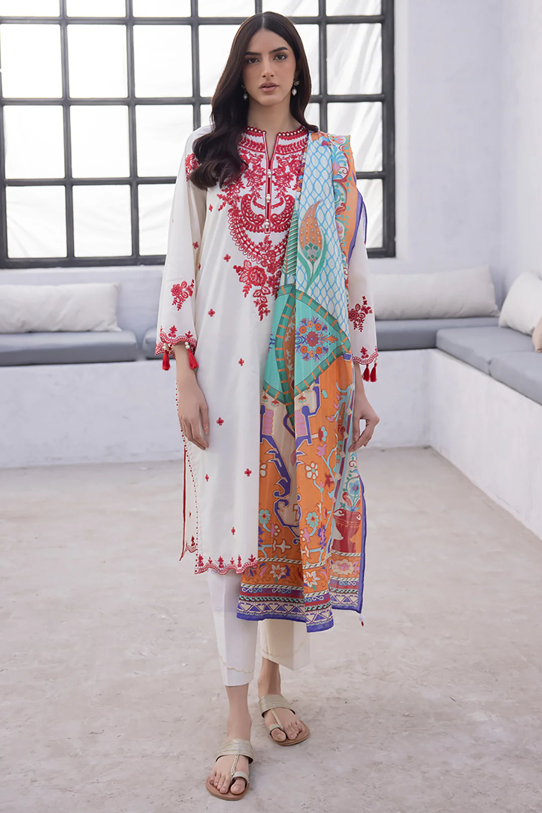 Embroidered Shirt Shalwar Dupatta - 1129 - Image 2