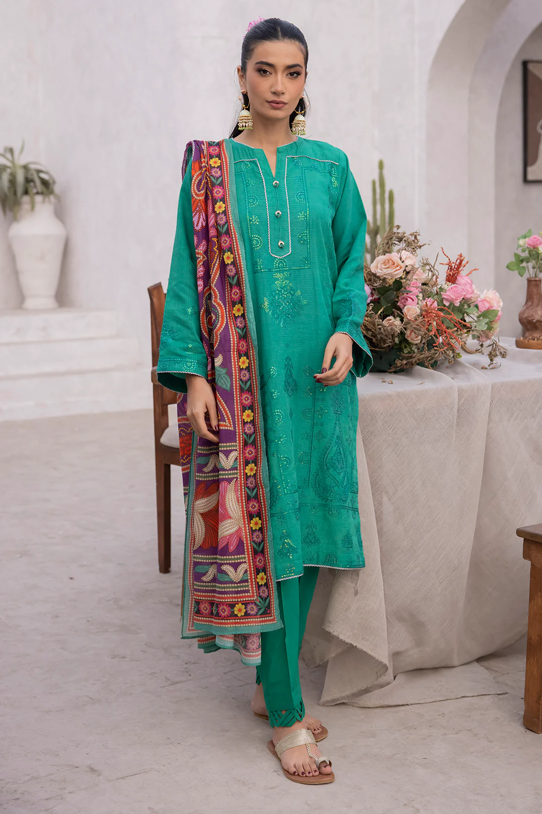 Embroidered Shirt Shalwar Dupatta - 1148 - Image 5