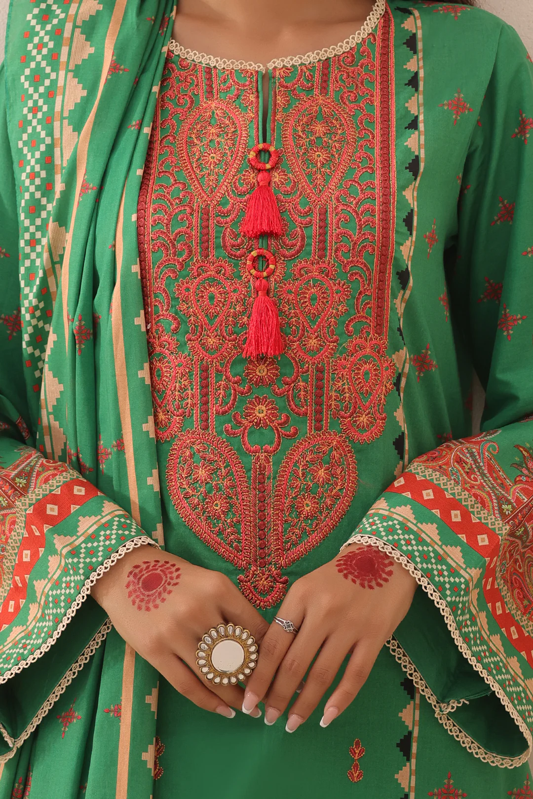 Embroidered Shirt Shalwar Dupatta - 1247 - Image 4