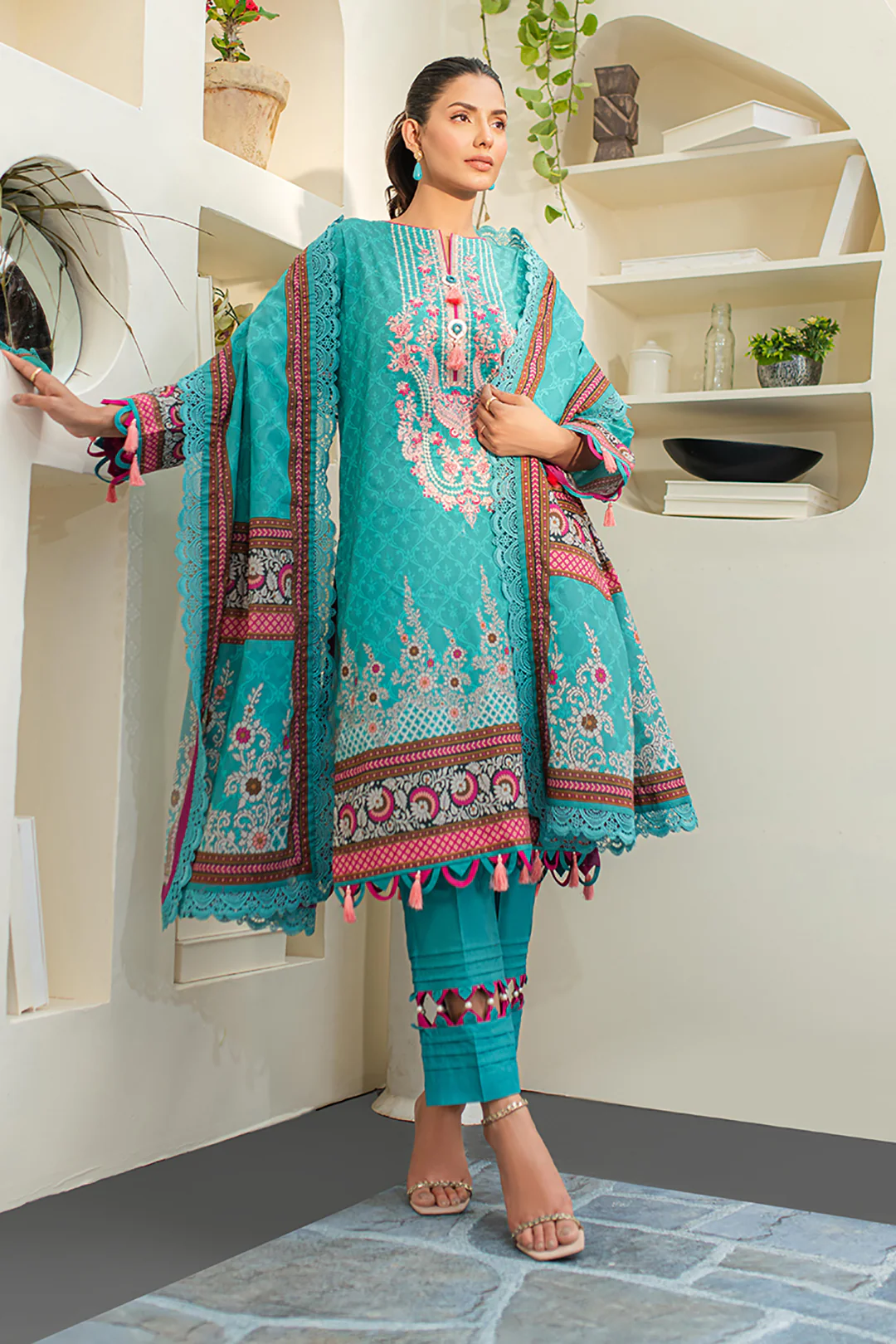 Embroidered Shirt Shalwar Dupatta - 1249 - Image 2