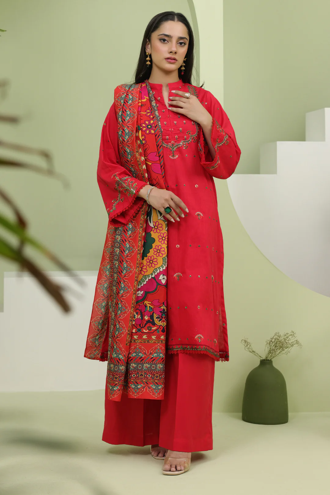 Embroidered Shirt Shalwar Dupatta - 1272 - Image 2