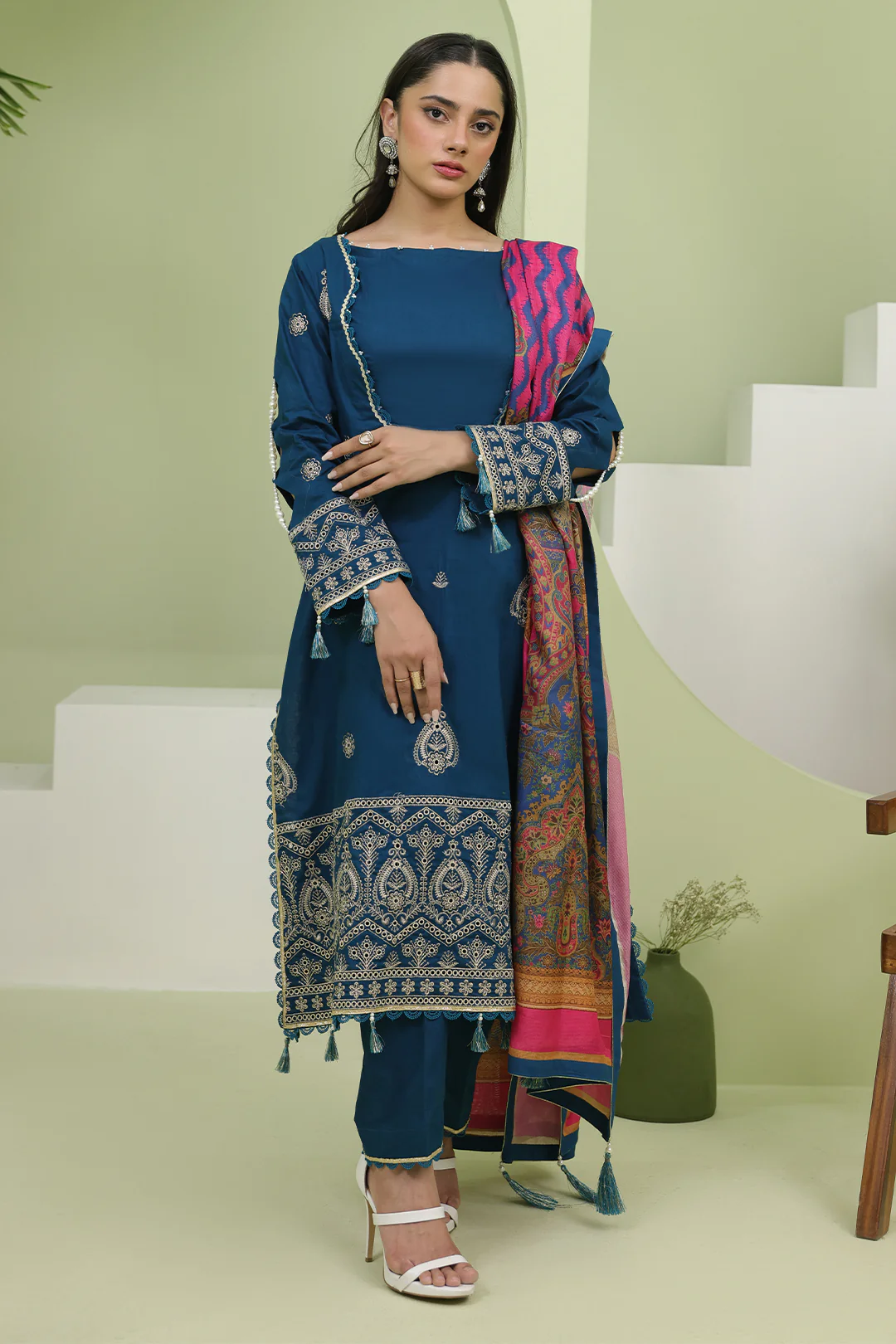 Embroidered Shirt Shalwar Dupatta - 1277 - Image 2