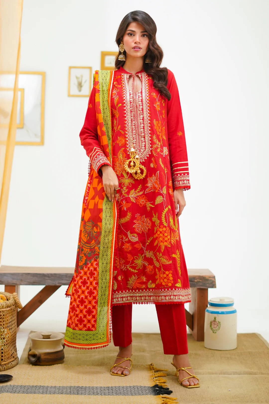 Embroidered Shirt Shalwar Dupatta - 1295 - Image 5