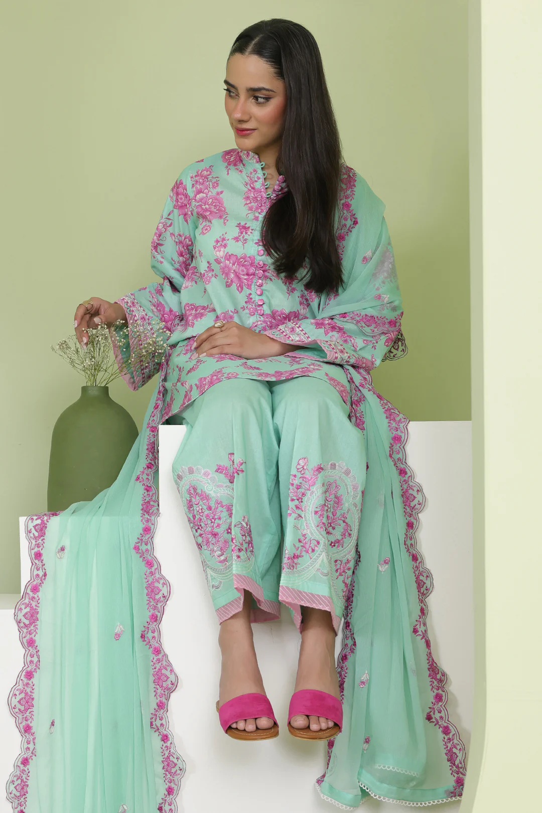 Embroidered Shirt Shalwar Dupatta - 1368 - Image 4