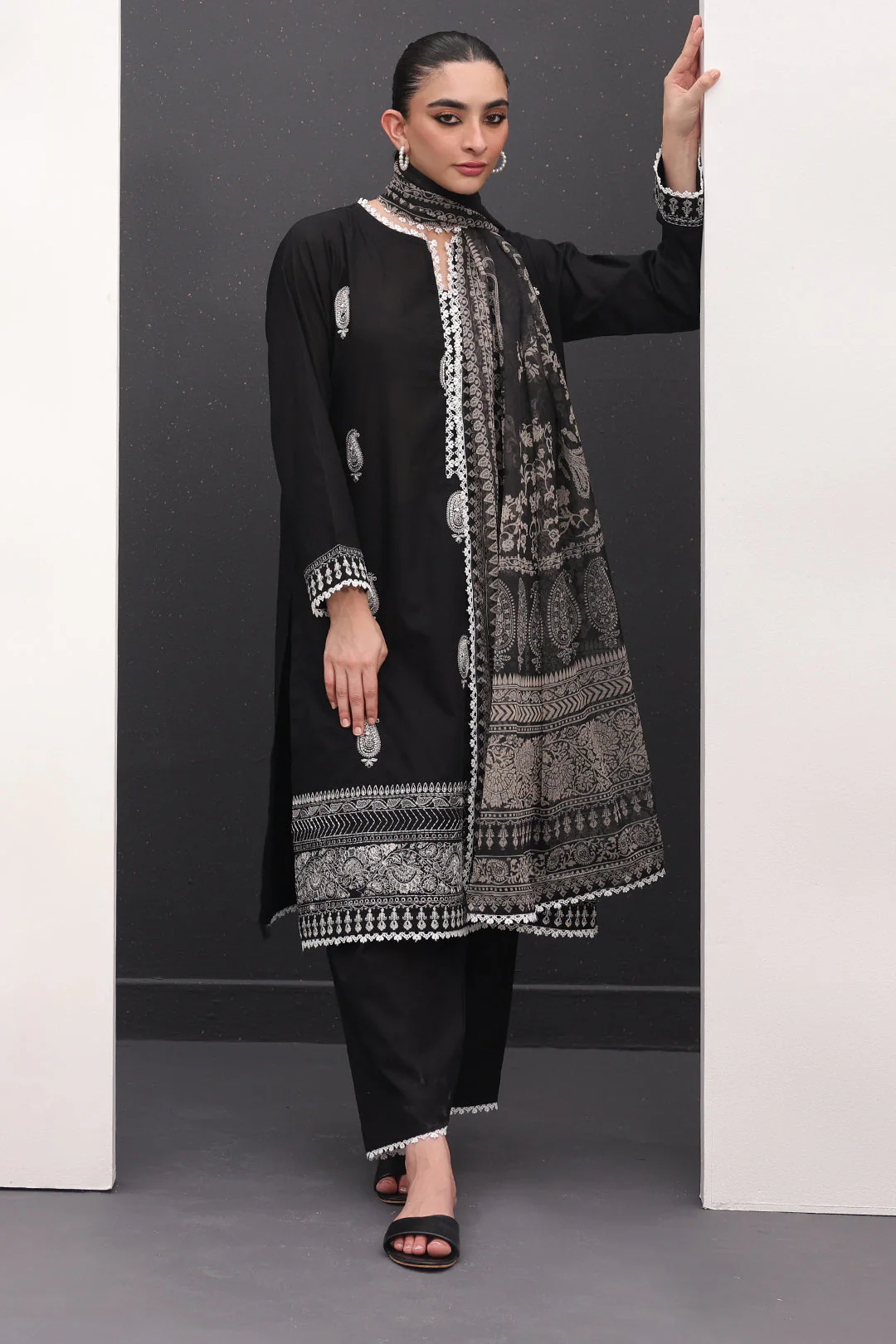 Embroidered Shirt Shalwar Dupatta - 1539 - Image 2