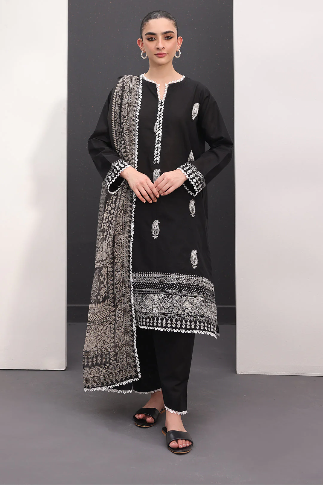 Embroidered Shirt Shalwar Dupatta - 1539 - Image 3
