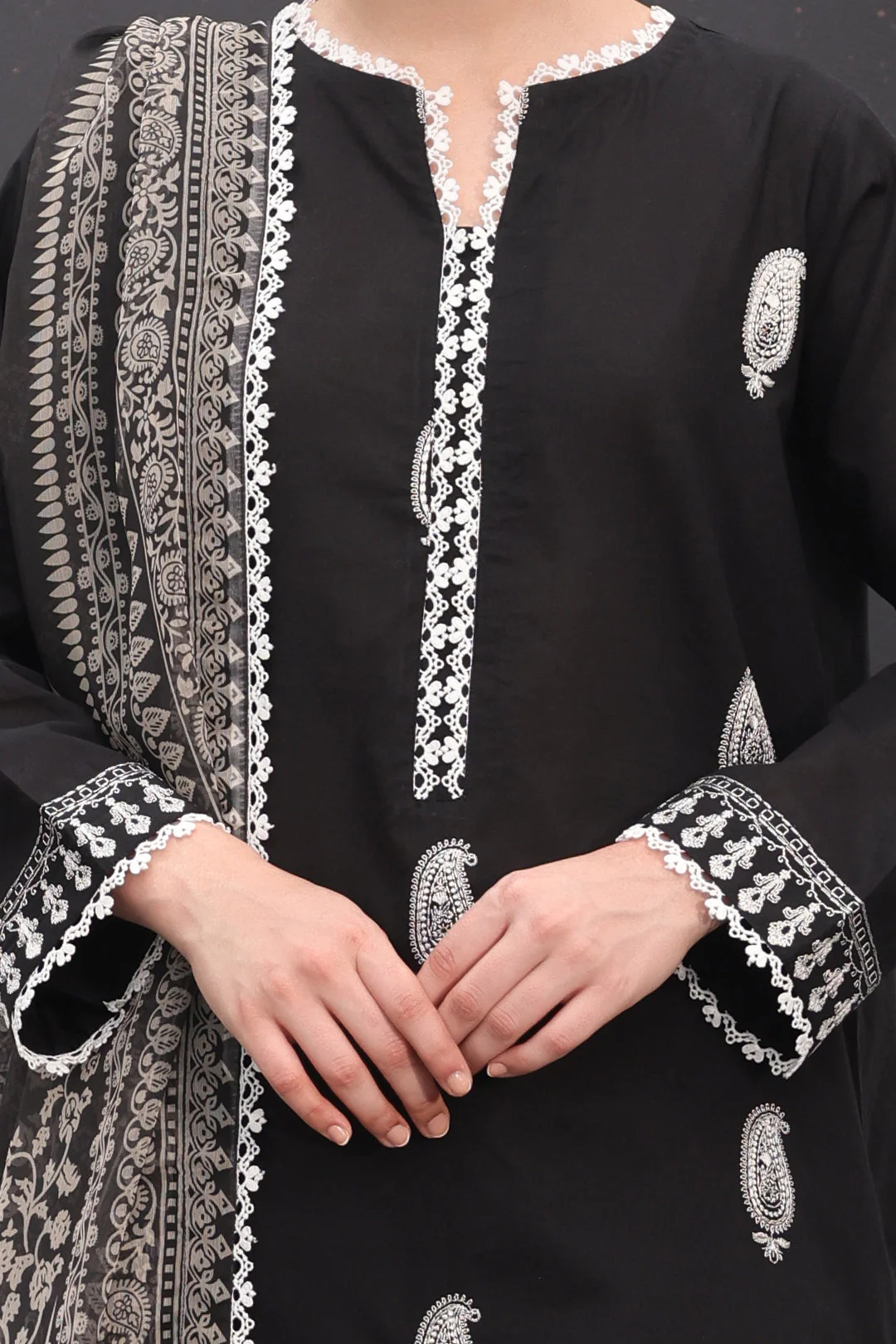 Embroidered Shirt Shalwar Dupatta - 1539 - Image 4