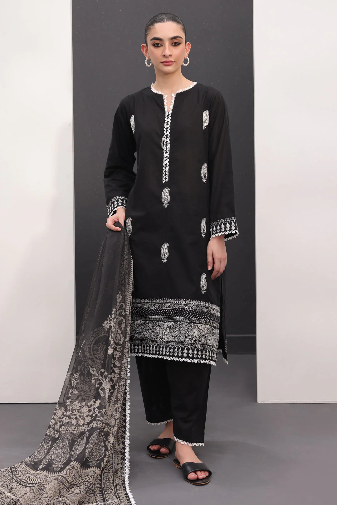 Embroidered Shirt Shalwar Dupatta - 1539 - Image 6