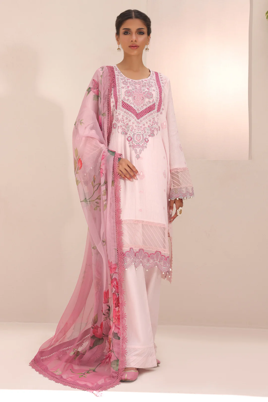Embroidered Shirt Shalwar Dupatta - 1543 - Image 3