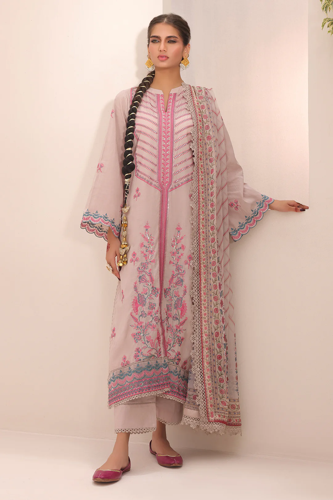 Embroidered Shirt Shalwar Dupatta - 1552 - Image 2