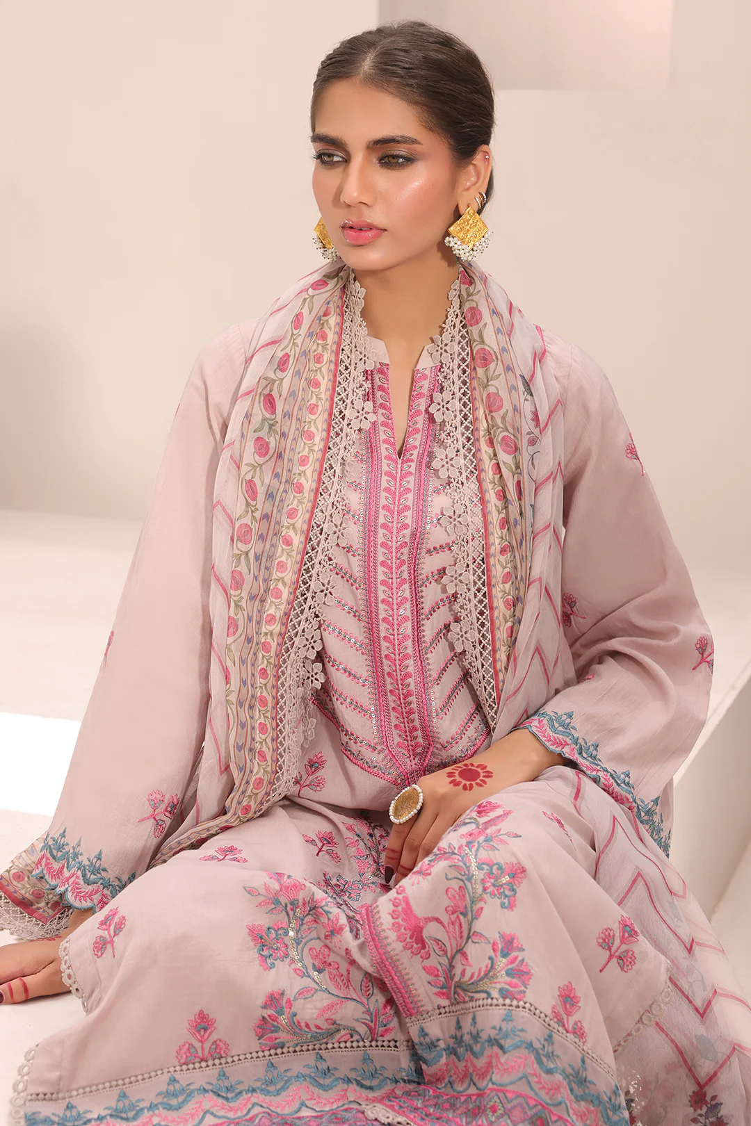 Embroidered Shirt Shalwar Dupatta - 1552 - Image 3