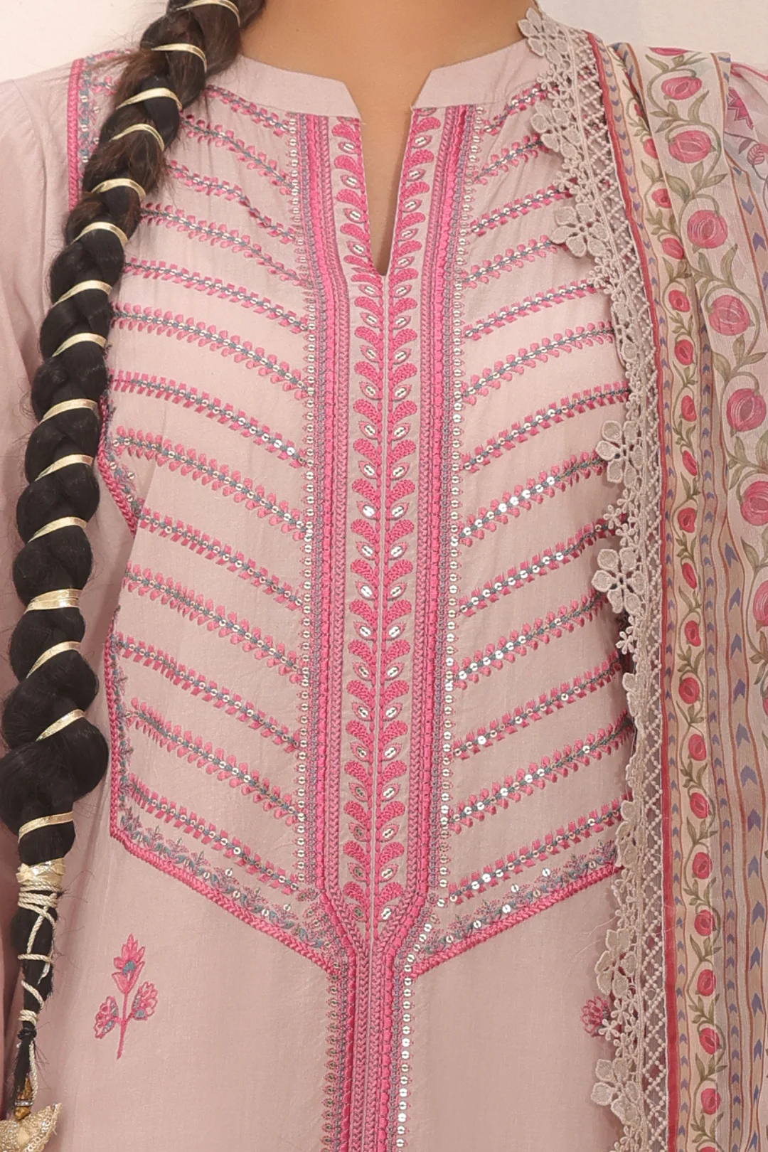 Embroidered Shirt Shalwar Dupatta - 1552 - Image 4