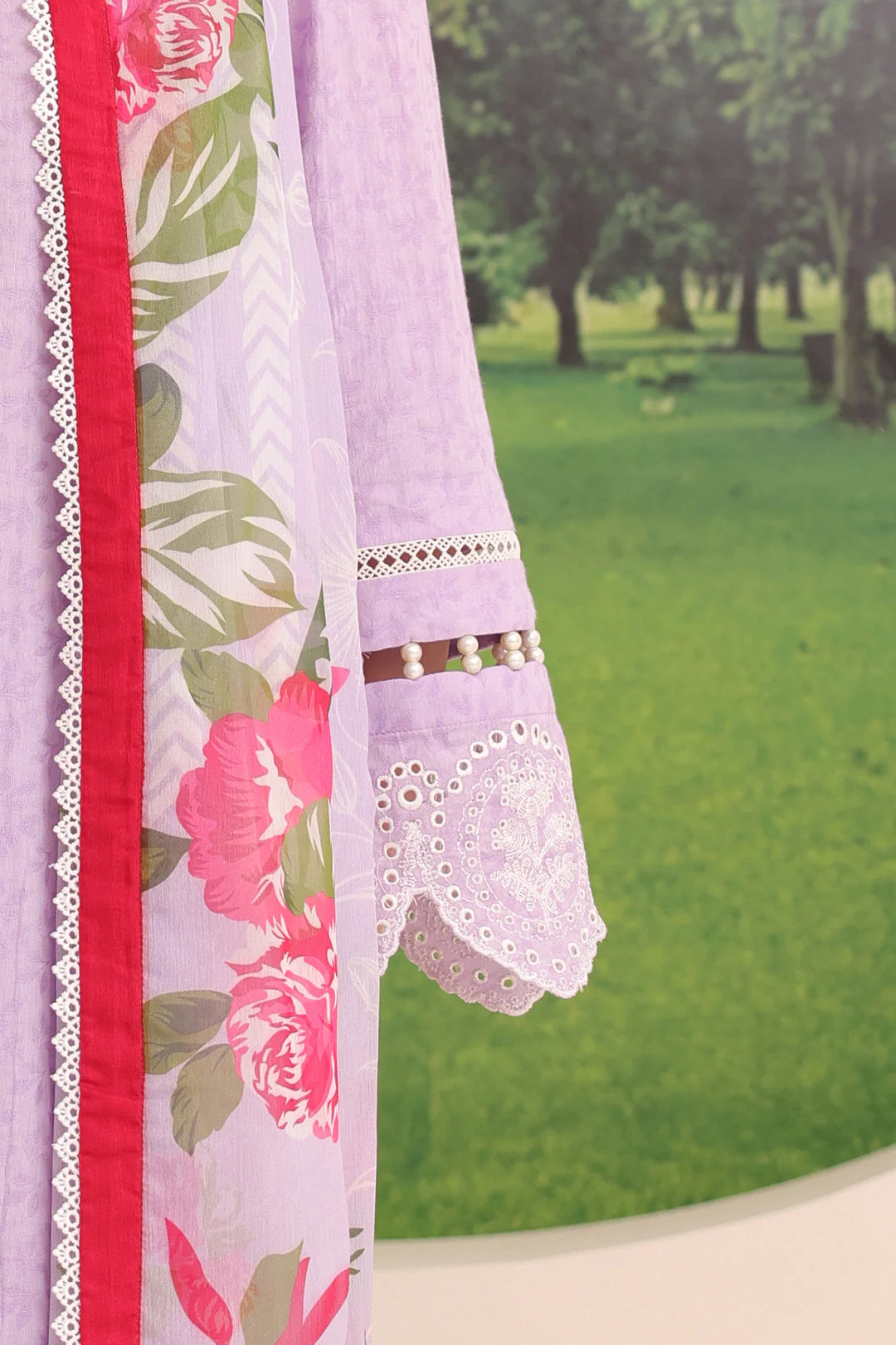 Embroidered Shirt Shalwar Dupatta - 1764 - Image 5