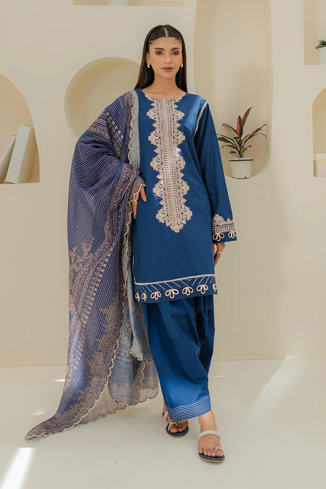 Embroidered Shirt Shalwar Dupatta - 1767 - Image 2